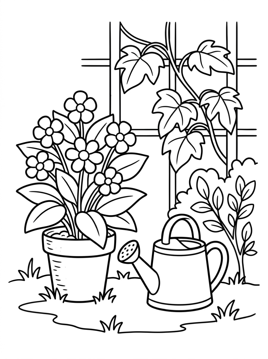 Garden coloring page at the Basic detail level